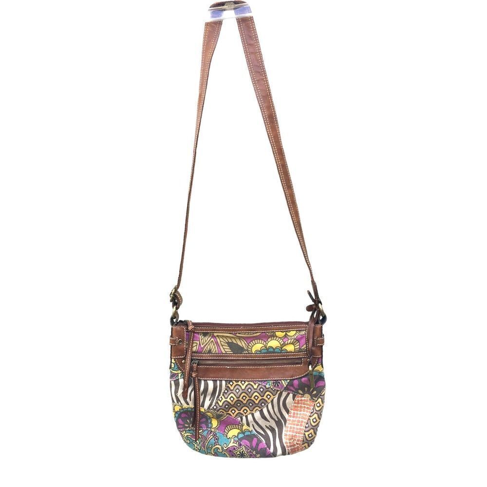 Vintage Graphic Fossil Cotton Leather Boho Hippie Bag